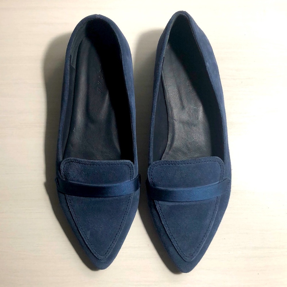 Jigsaw Navy Blue Pointed Suede Flats
